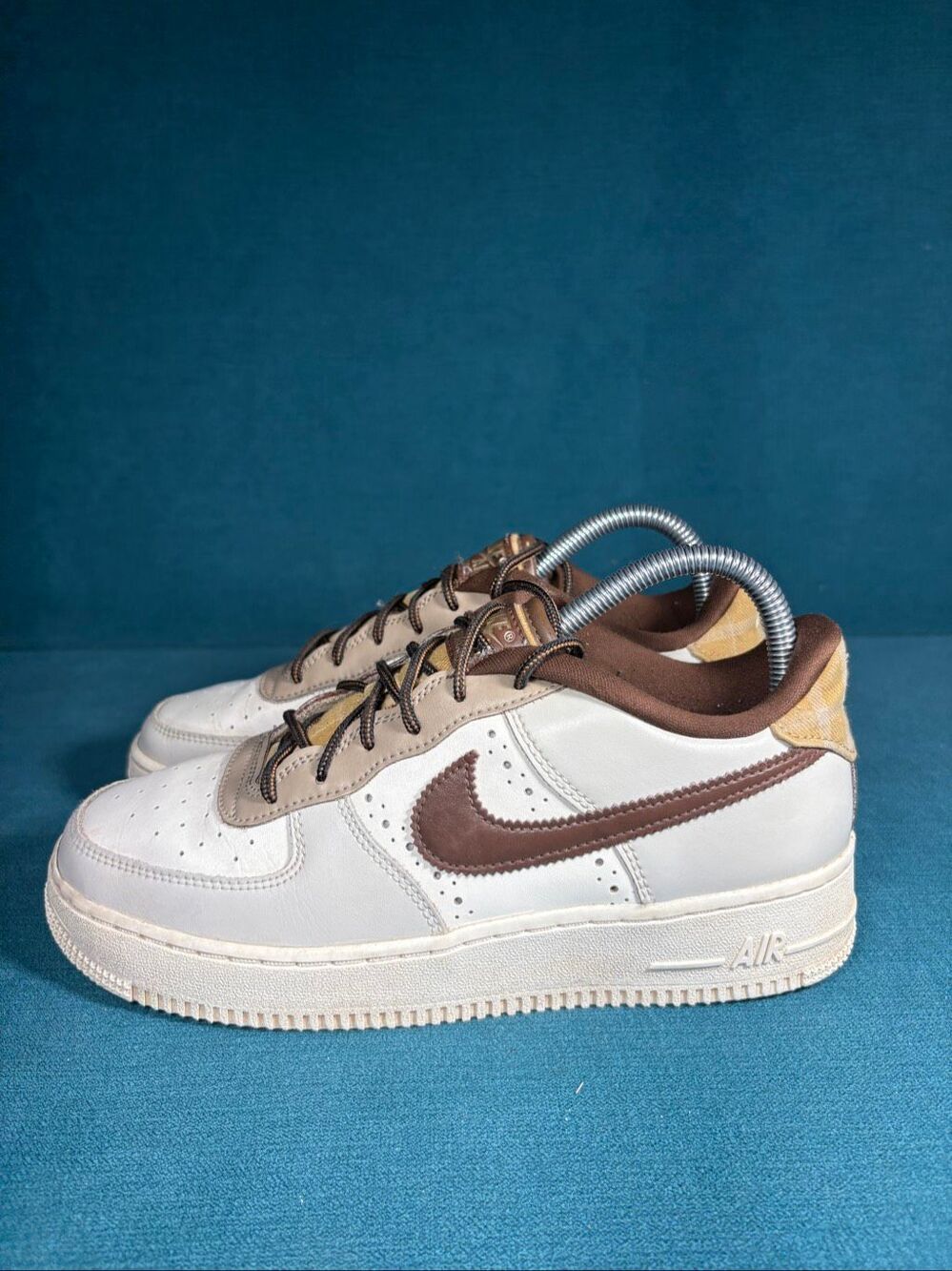 Nike Air Force 1 Low GS Plaid Cacao Wow Sail Youth Size 6Y Women's 7.5 FV3702-12
